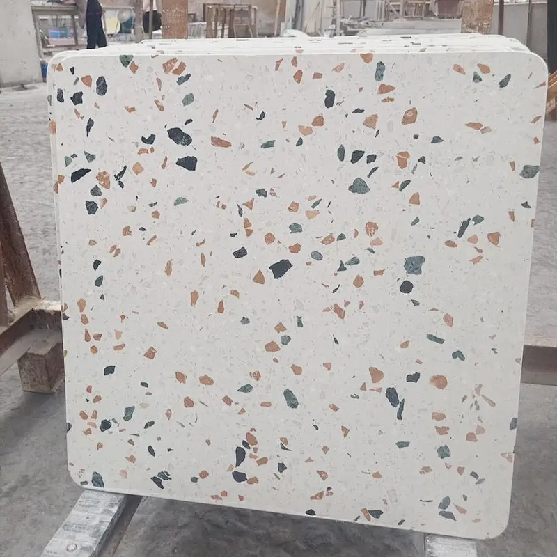 Cement White Color Terrazzo Stone Coffee Table Tops