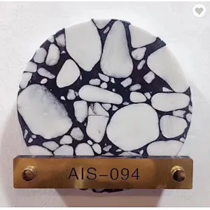 Artificial Cement Terrazzo Stone Black or White Table Tops with big grain