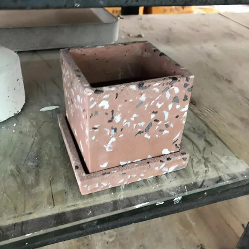 Cement terrazzo flower pot