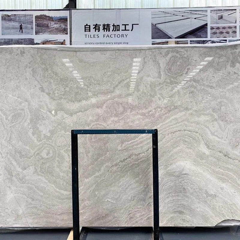 Natural Cross Cut White Wooden Veins Marble Tiles and Slabs
