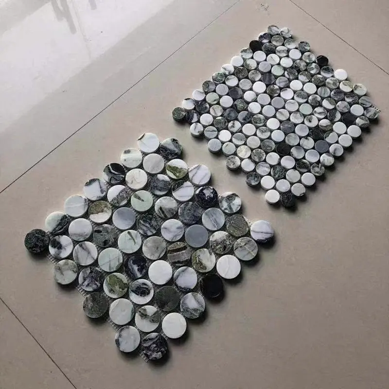 Natural Green marble round mosaic tile for interior decoration