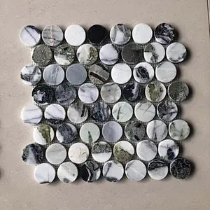 Natural Green marble round mosaic tile for interior decoration