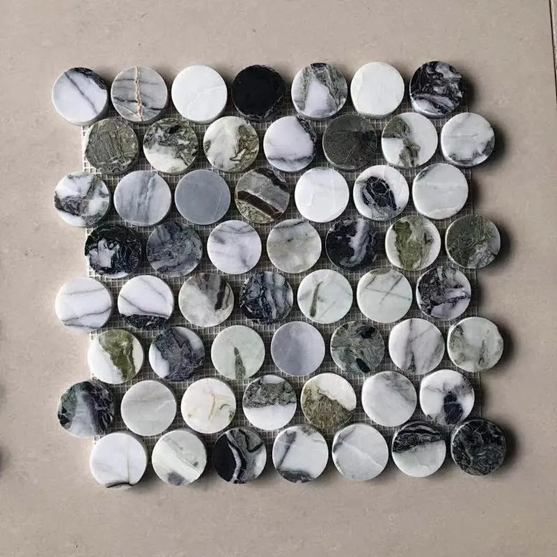 Natural Green marble round mosaic tile for interior decoration