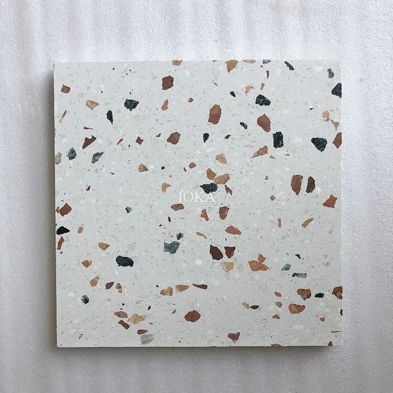 Cement White Terrazzo with Brown Aggregate for Tile and Basin