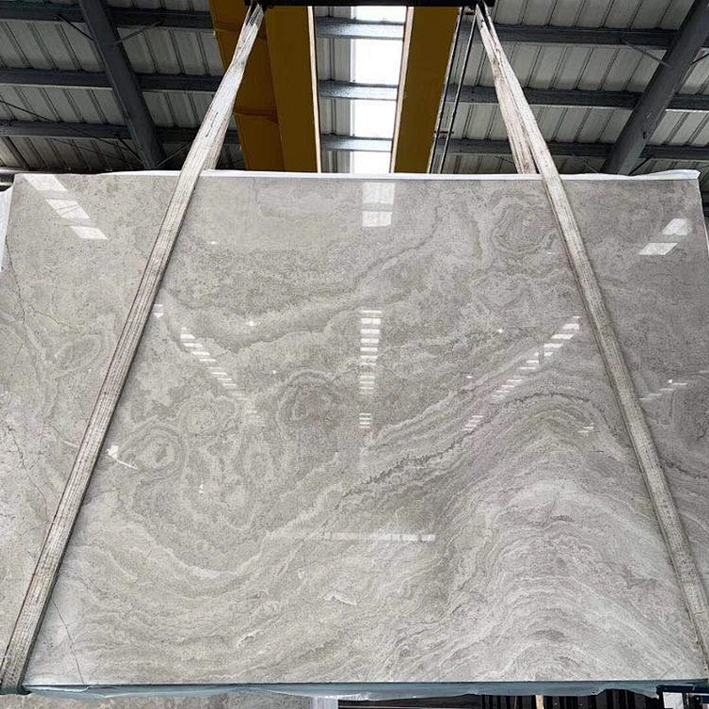 Natural Cross Cut White Wooden Veins Marble Tiles and Slabs