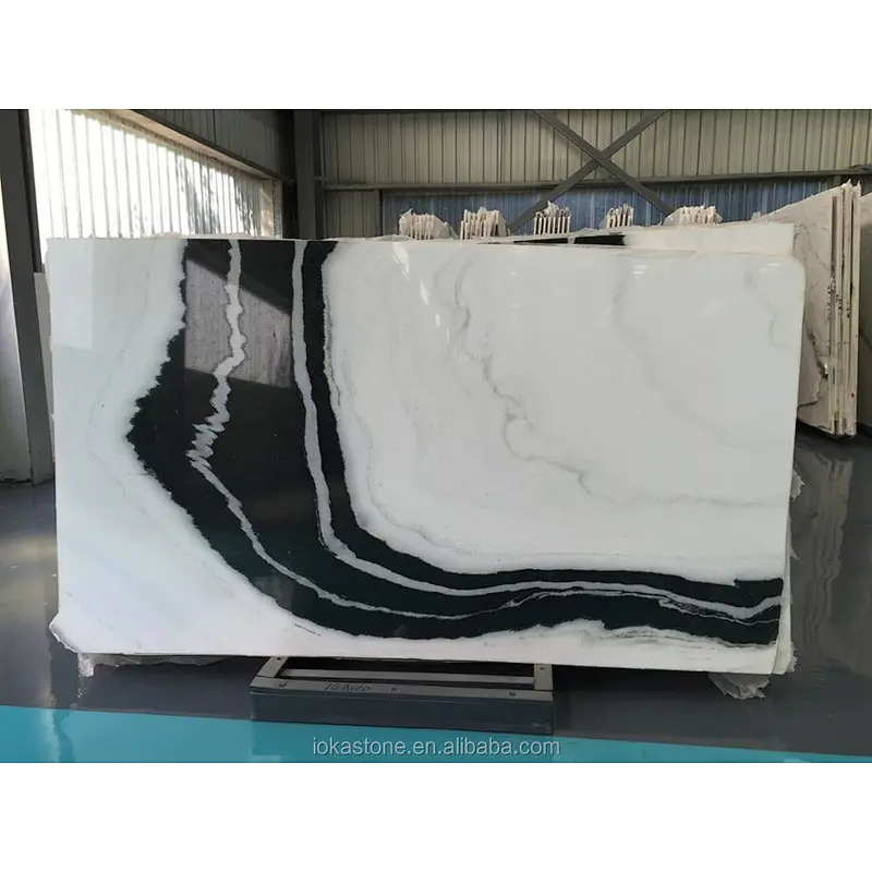 Chinese factory polished  panda  white marble slab for floor tile