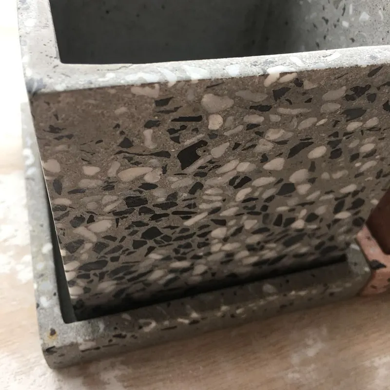 Dark Grey Color Terrazzo Flower Pots Set