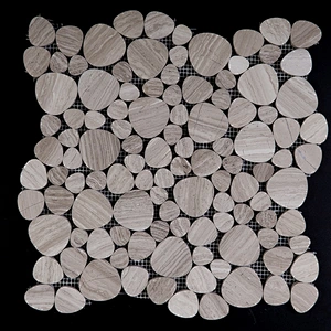 IOKA Customized polished kitchen and wall backsplash   round wooden mosaic tiles