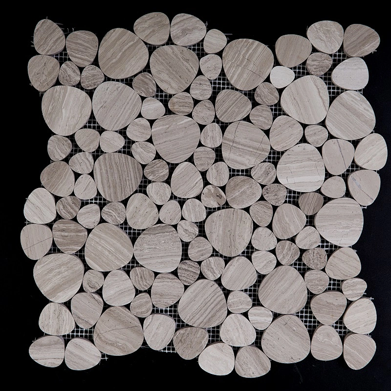 IOKA Customized polished kitchen and wall backsplash   round wooden mosaic tiles