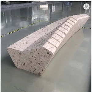Cement Terrazzo outdoor bench top white bent and round