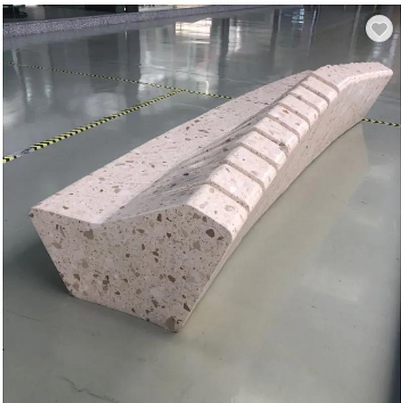 Cement Terrazzo outdoor bench top white bent and round