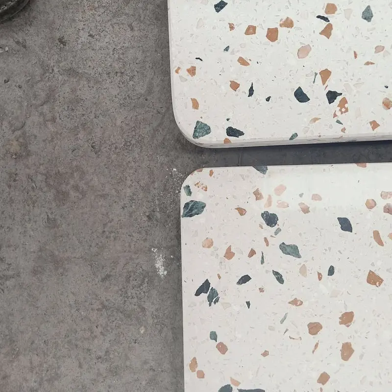 Cement White Color Terrazzo Stone Coffee Table Tops