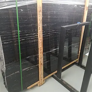 Polished black marble slab and tile for home decoration