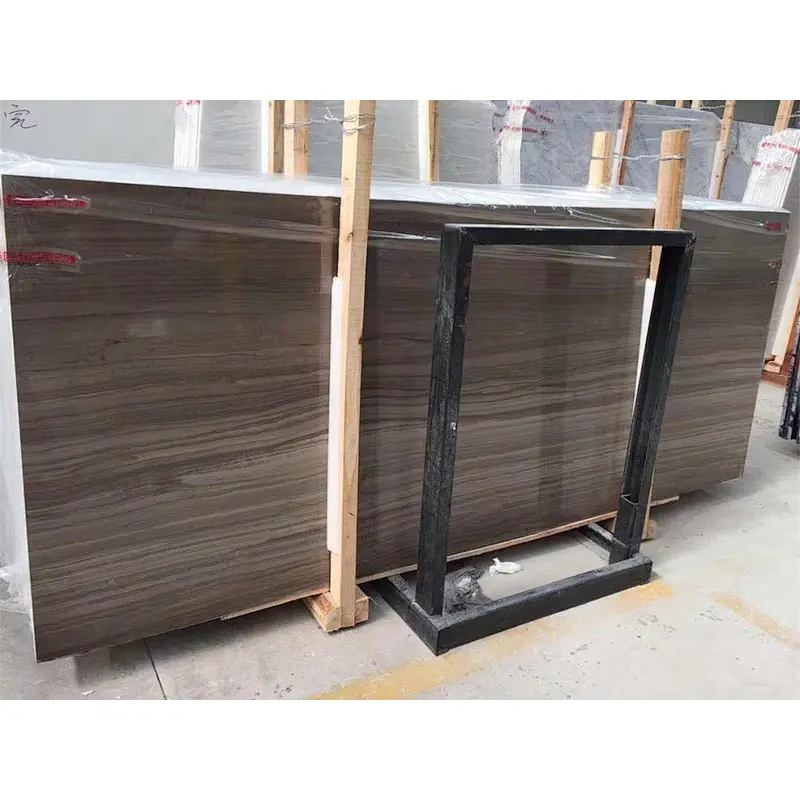 Polished dark brown marble  slab for floor tile