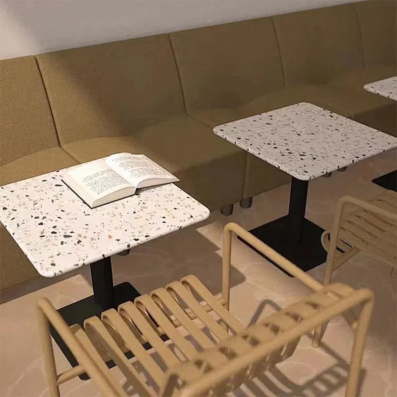 Rectangle or round white Terrazzo Table for Coffee Top and Dining-Table