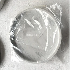 Carrara White Marble Round Tray