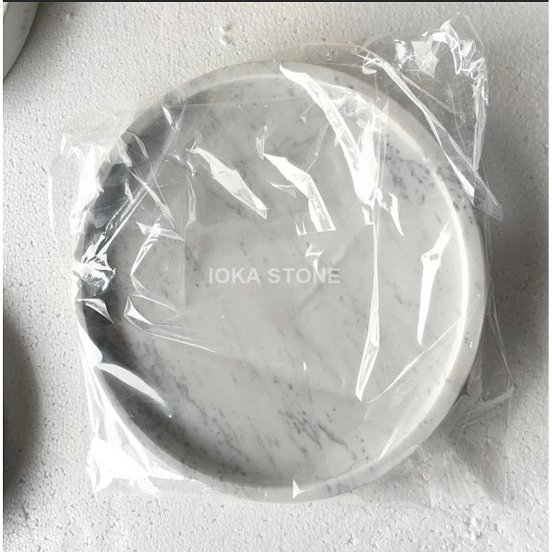 Carrara White Marble Round Tray