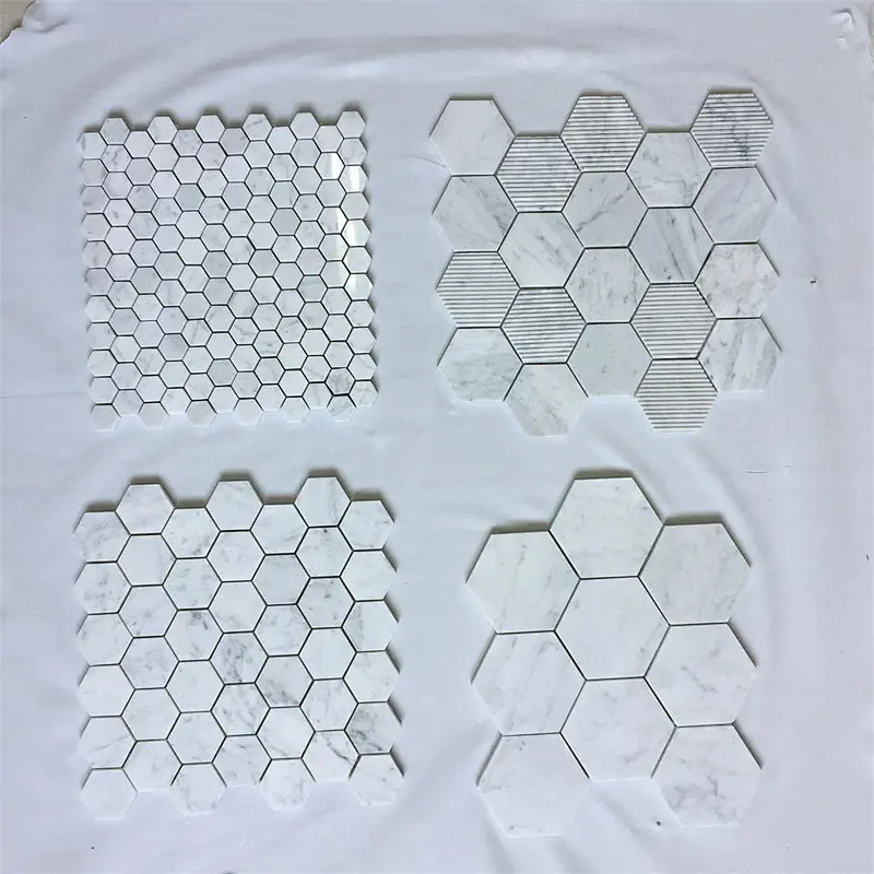 Best selling carrara hexagon white marble mosaic  tiles for home decoration