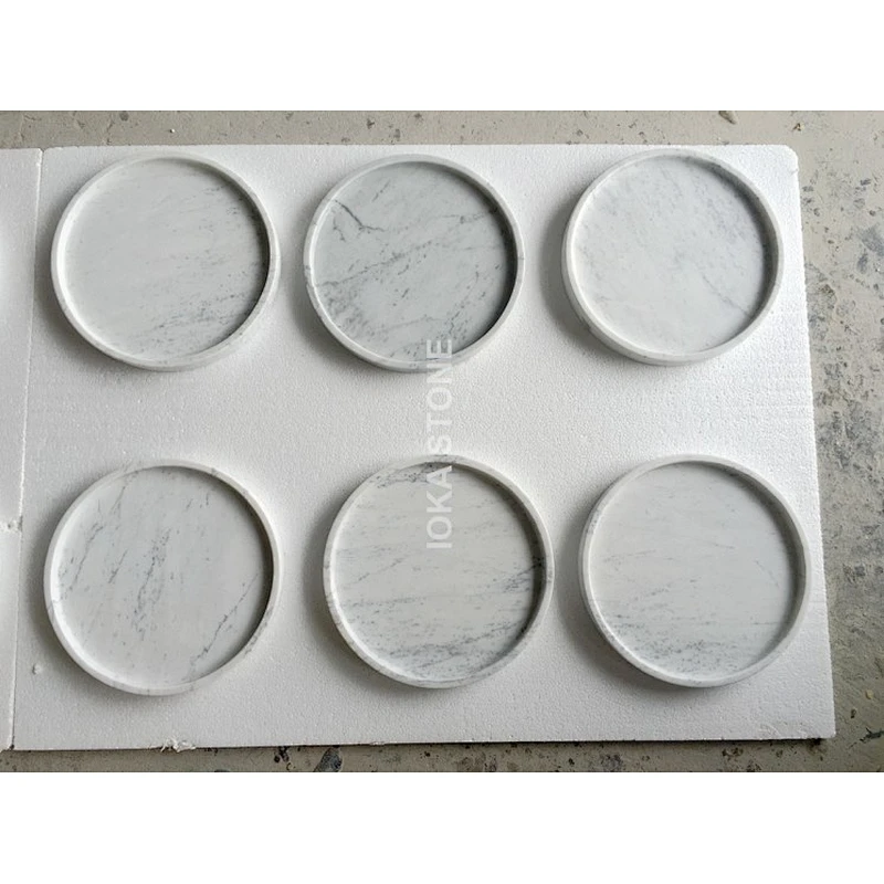 Carrara White Marble Round Tray