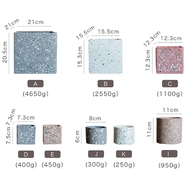 Cement terrazzo flower pot