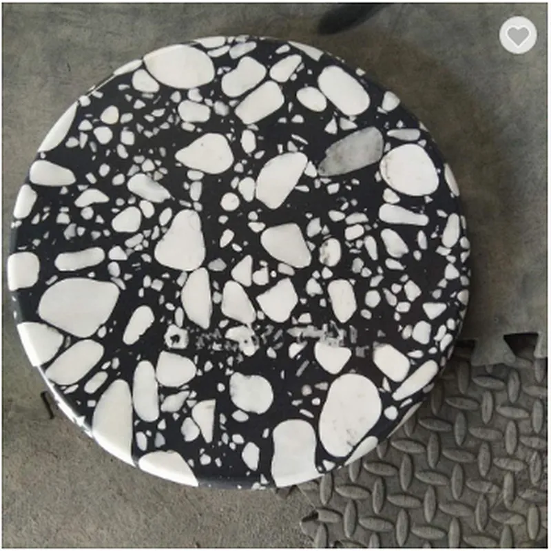 Artificial Cement Terrazzo Stone Black or White Table Tops with big grain