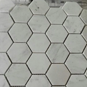 Hexagon Natural White Marble Mosaic Tile