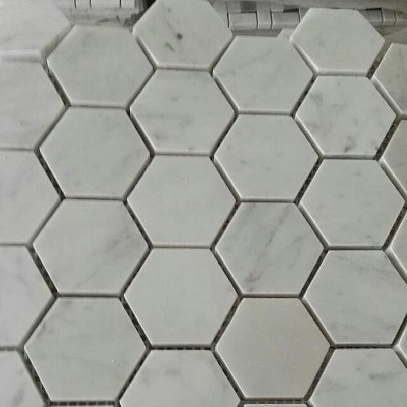 Hexagon Natural White Marble Mosaic Tile