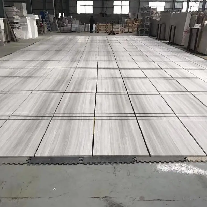 Natural White Wooden marble plate for floor tile