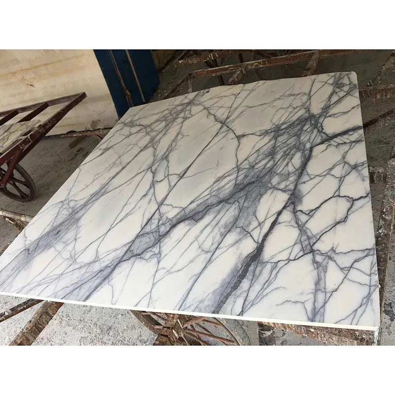 Wholesale   white marble salb with violet veins for floor tile and countertop cut to size