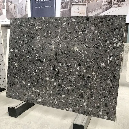 Factory direct sale grey  terrazzo slab with big aggregates for wall and flooring tile