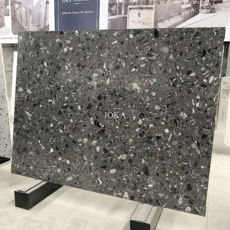 Factory direct sale grey  terrazzo slab with big aggregates for wall and flooring tile