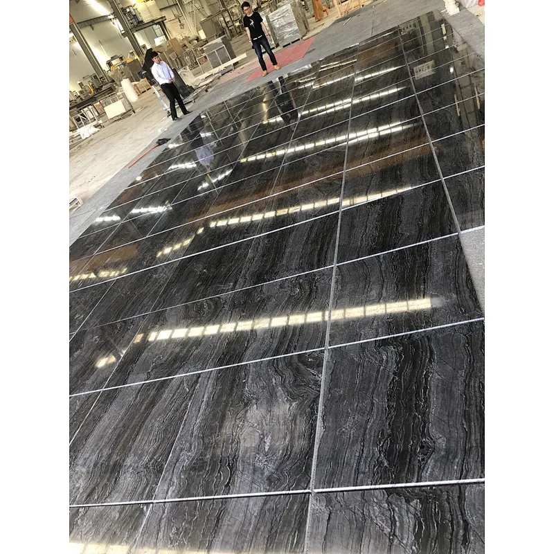 Hot selling  Black Marble slab with natural veins  cut to size marble tile for wall and flooring