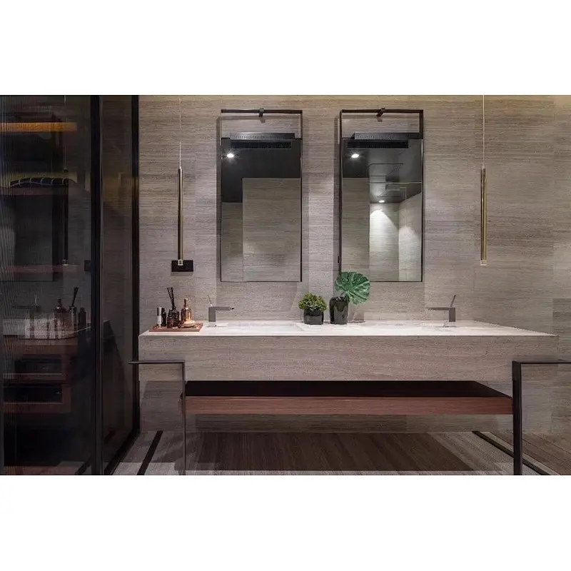Natural Grey Wooden marble tiles,stairs,widow sills