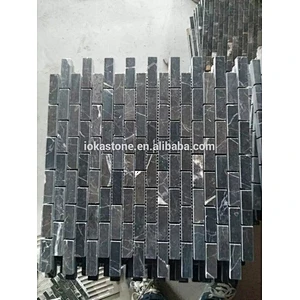 IOKA   Black Strip Shape  Mosaic Tiles For Bathroom And Kichen Backsplash