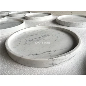 Carrara White Marble Round Tray
