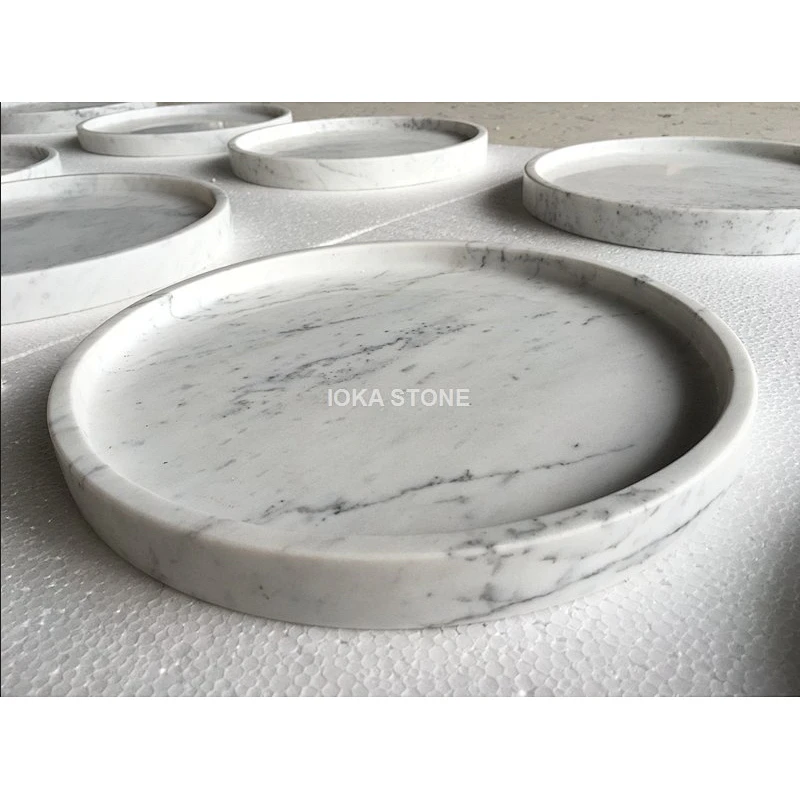 Carrara White Marble Round Tray