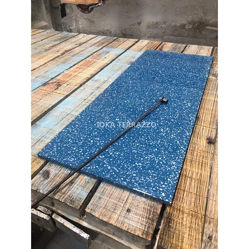 Beautiful  blue  cement terrazzo tiles used for decoration