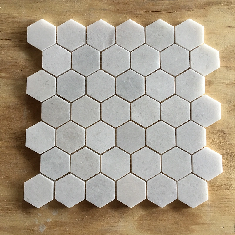 Hexagon Natural White Marble Mosaic Tile