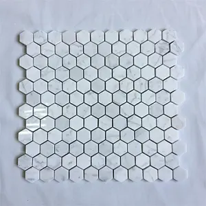 Best selling carrara hexagon white marble mosaic  tiles for home decoration