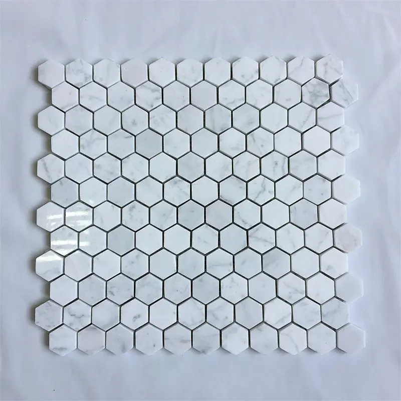 Best selling carrara hexagon white marble mosaic  tiles for home decoration