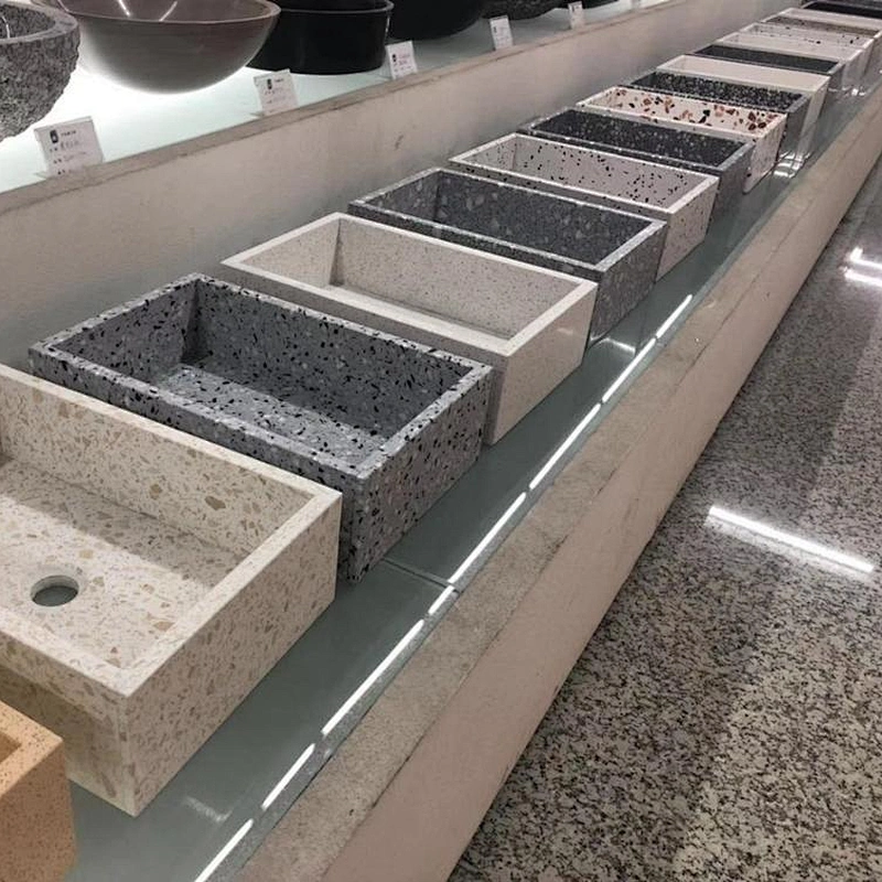 Cement Terrazzo rectangle Basin Bathroom Table Sink