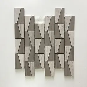 High Quality Strip white wooden marble mosaic tile