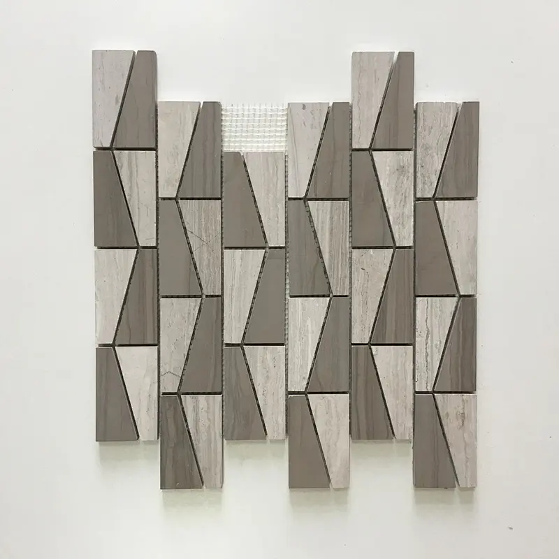 High Quality Strip white wooden marble mosaic tile