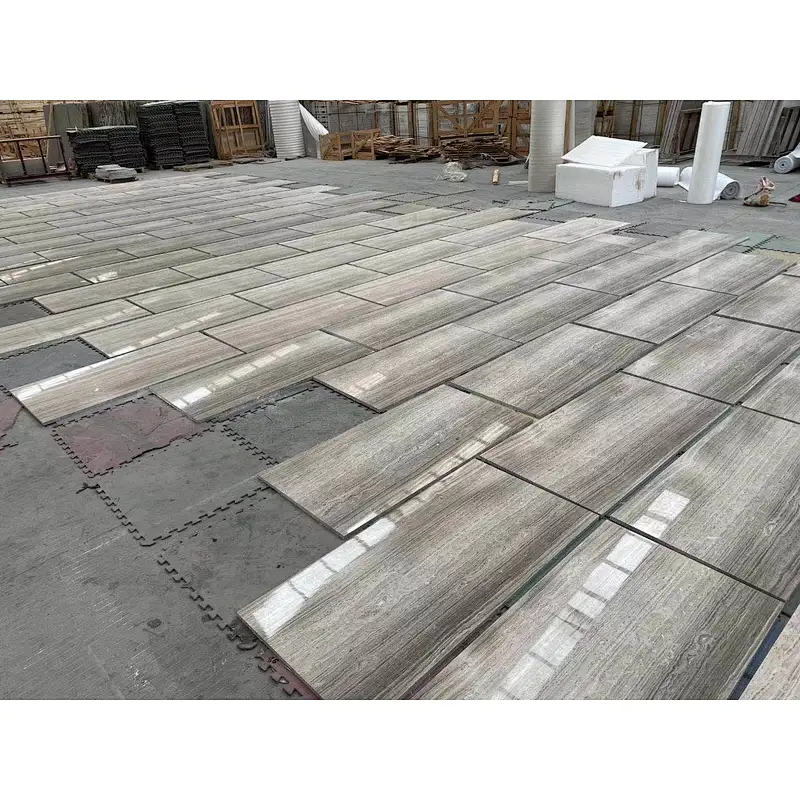 Best selling  polished grey wooden grains marble slab &tile for flooring and wall decoration