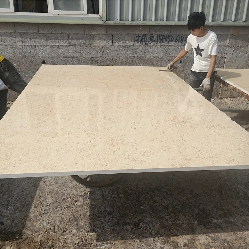 Polished Beige marble flooring natural marble slab