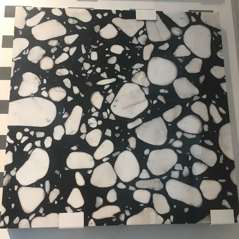 Cement Black Terrazzo with Big White Aggregate for Tile and Basin