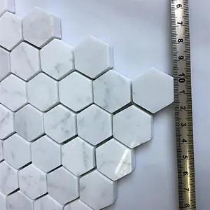 Best selling carrara hexagon white marble mosaic  tiles for home decoration
