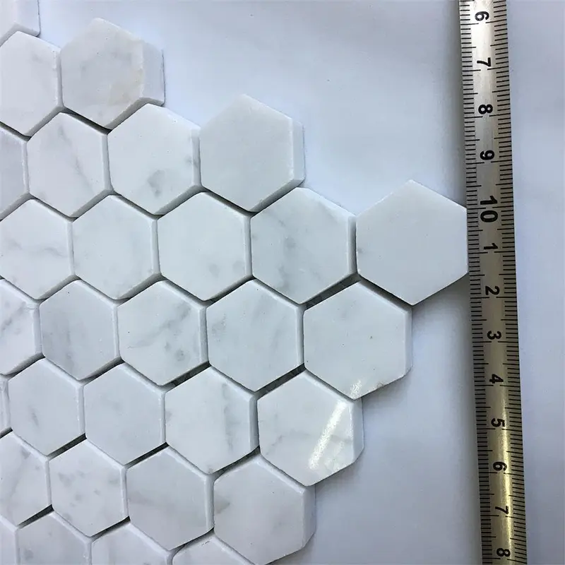 Best selling carrara hexagon white marble mosaic  tiles for home decoration