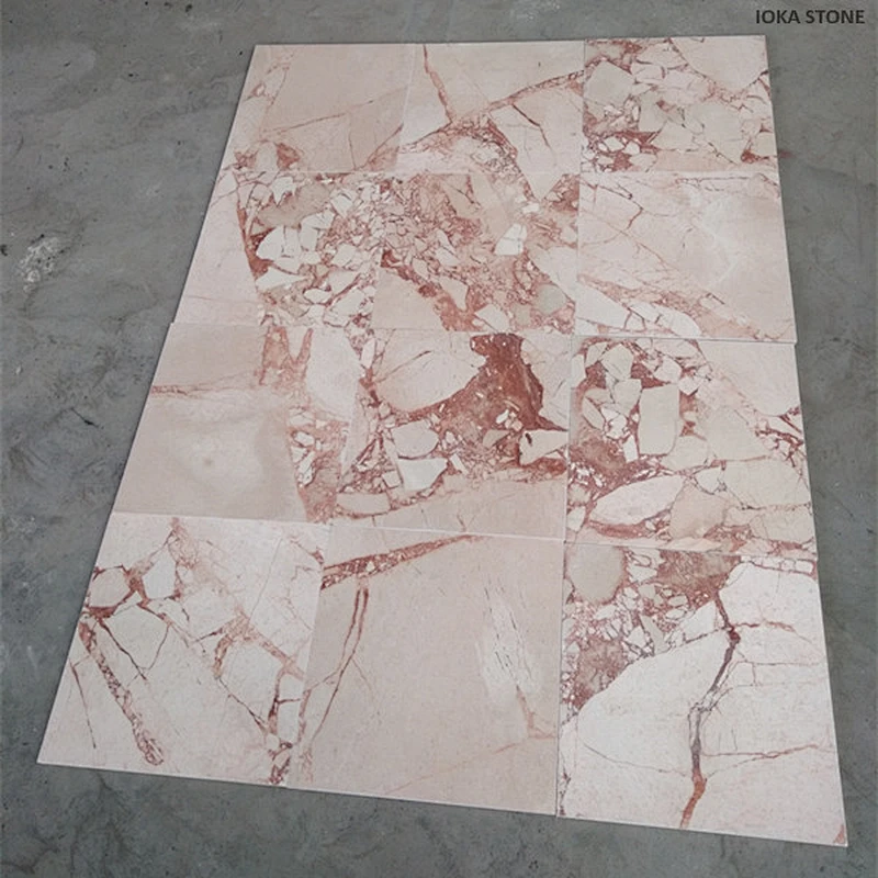 Desert pink marble home decorative tiles beige white marble pink veins