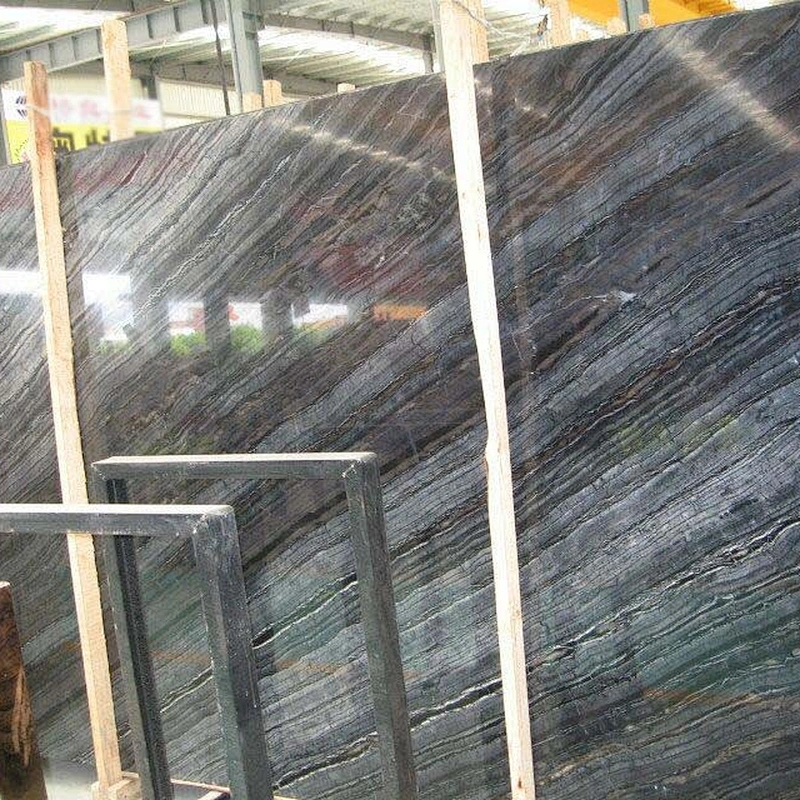 Antique Wood Grain Black Serpentine Marble Slabs & Tiles